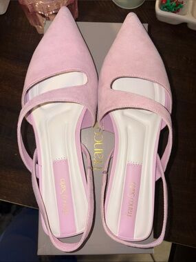 Franco Sarto Blush Pink Suede Pointed Slingback Flats